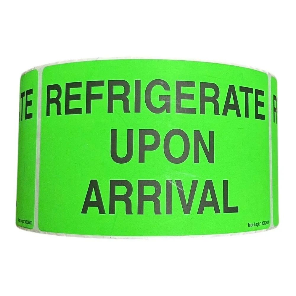 Tape Logic DL2601 Refrigerate Upon Arrival Labels 3x5 Neon Green 500 Roll NEW